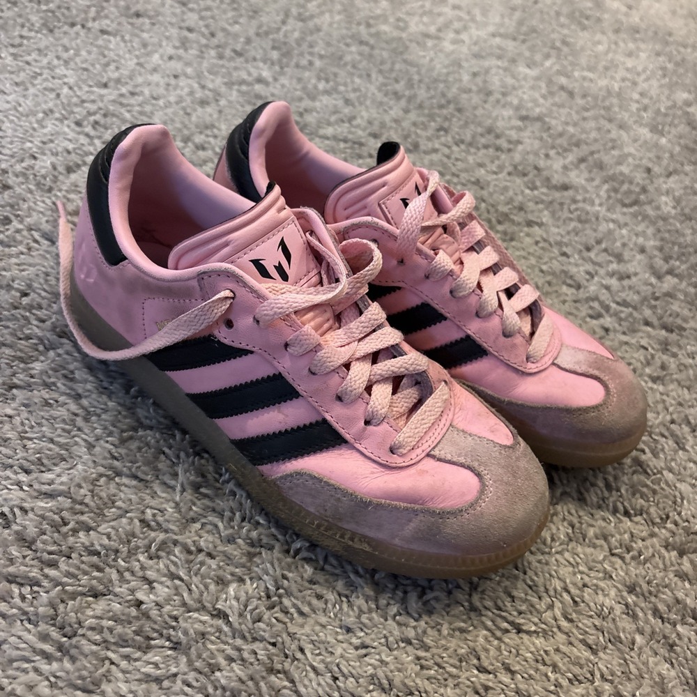 Adidas Samba Messi Kids' Junior Leather Low-Top Sneaker - Light Pink Gum Size 4